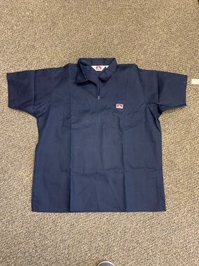 Ben Davis Navy Short-1/4 Zip Down work Shirt